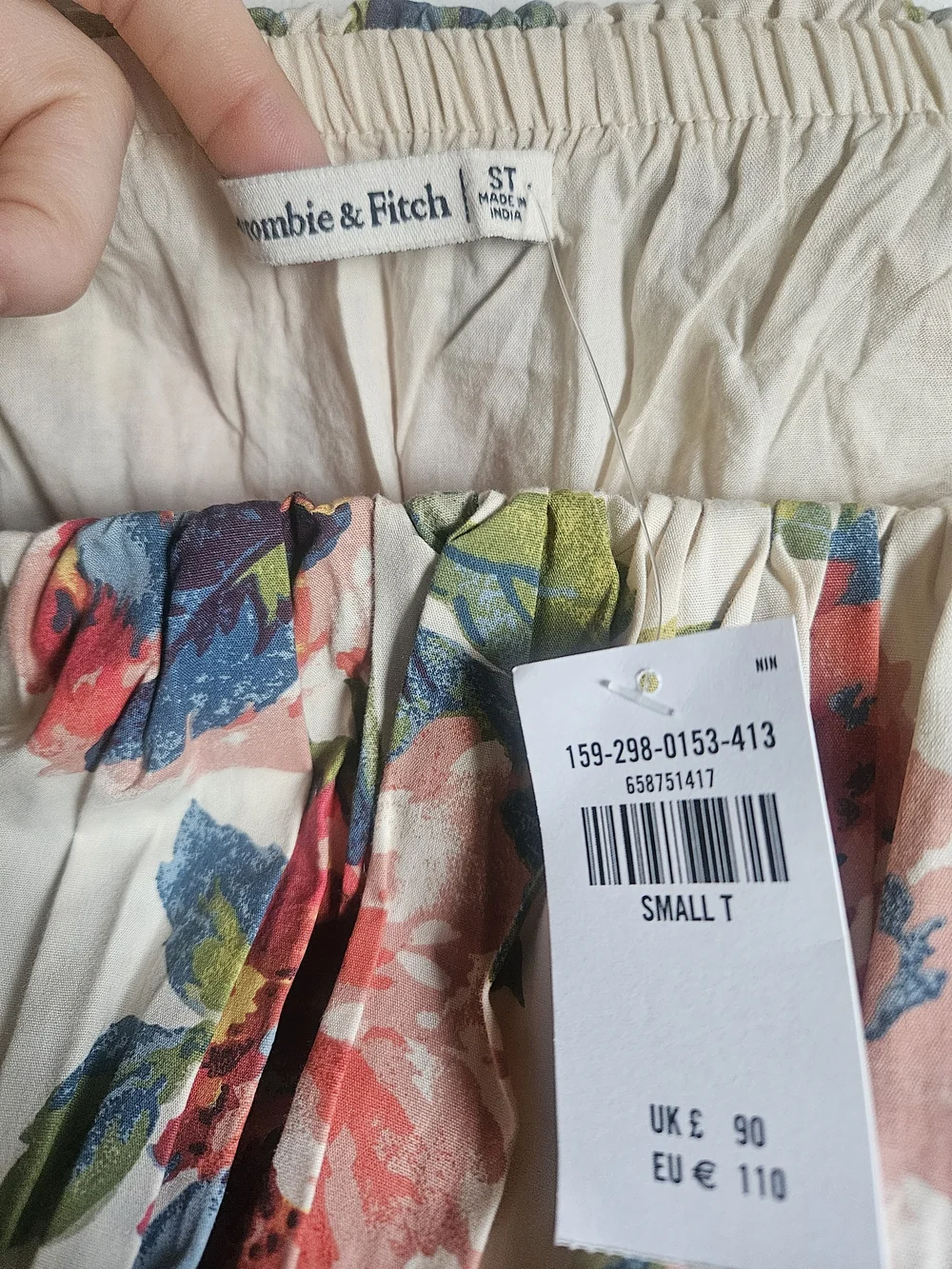 Abercrombie & Fitch Cream/Pale Yellow Floral Off-Shoulder Puff Sleeve Maxi Dress
